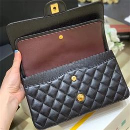 10A Qualité supérieure Jumbo Double Flap Sac Designer de luxe 25cm 30cm Véritable Cuir Caviar Lambskin Classique Tout Noir Sac à main matelassé Sac à main Épaule