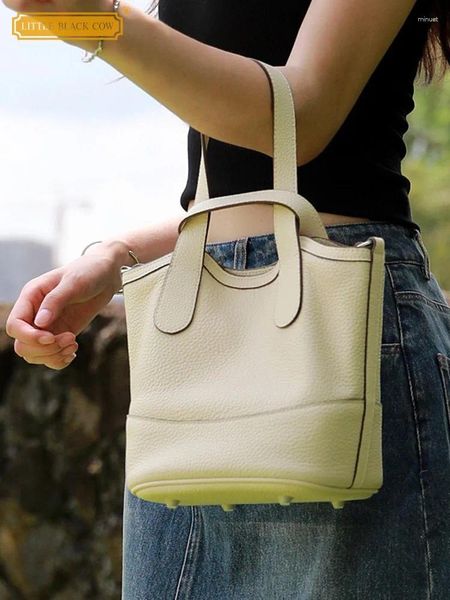 Sacs à bandoulière mode femmes peau de vache en cuir véritable sac seau fourre-tout décontractés sac à main concepteur pochette sangle fronde bandoulière