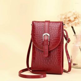 Bolsos de hombro de moda para mujer, bolso para teléfono móvil, bonito bolso cruzado de piel sintética con patrón de cocodrilo, pequeño tarjetero para móvil