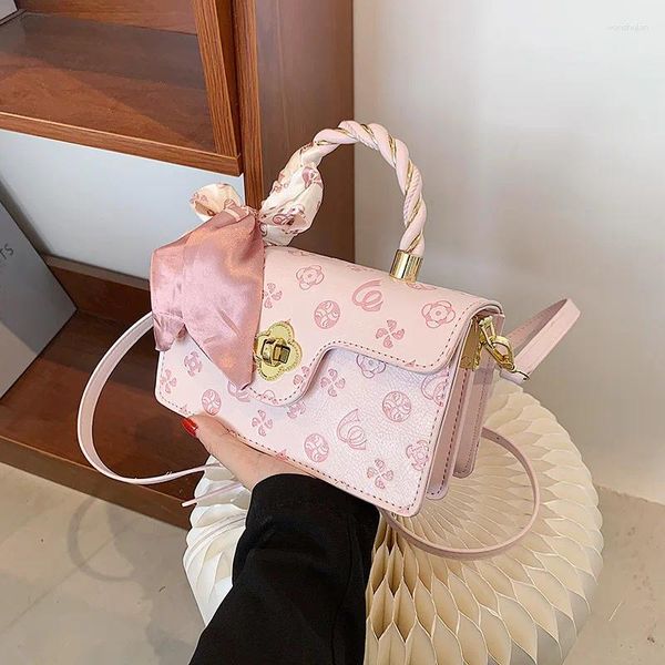 Bolsos de hombro Bolso para mujeres Bolso de cuero de cuero de cuero de seda linda