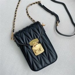 Sacs à bandouliers Fashion Femelles Sac à main de mouton Small Mini Mobile Phone Bag Lady Retro Black Messenger Girls Purse