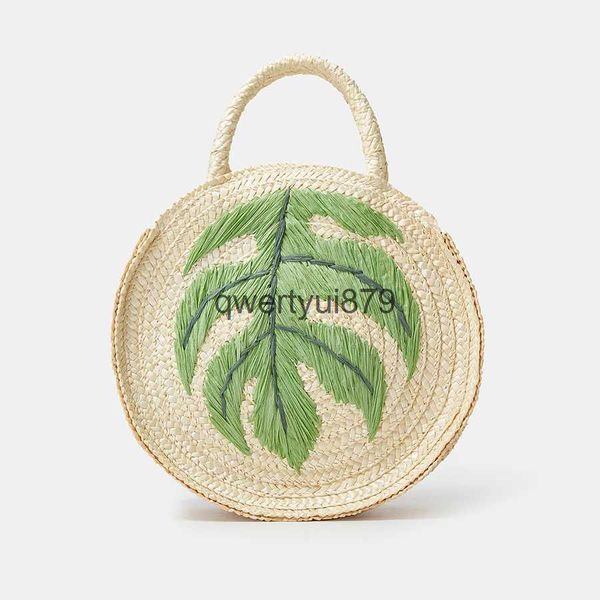 Bolsos de hombro Fasion bordado árbol de coco redondo bolso de asas de paja casual mujeres andbag andmade tejido verano beac pequeño bali monederoh2421