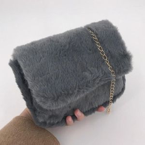 Sacs à bandoulirs Faux Fur Crossbody for Women Automne Wincm Wincm Winter Bourses et sacs à main Sac de téléphone Femme Femme