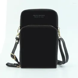 Schoudertassen vrouwelijke zwarte portemonnee crossbody voor vrouwen hoge kwaliteit pu solide color dames mobiele telefoon tas te koop