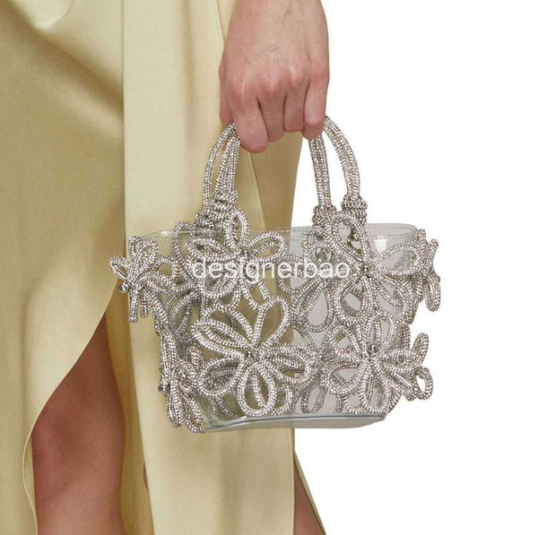 Borse a tracolla Fiore strass da sera per donna Trasparente 2024 Designer di lusso Pochette in cristallo Borsa da donna Festa di nozze