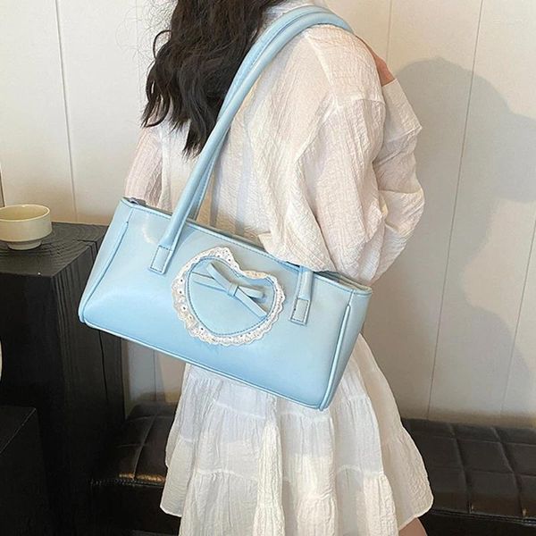 Bolsos de hombro para mujeres 2024 Diseño Sense Lace Love Bols Bolsos de arco Corea Simple Versátil