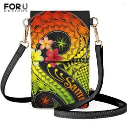 Sacs à bandouliers forudesignens pour femmes samoa polynésienne Plumeria motif mode dame pu sac de téléphone mobile pour le téléphone portable de téléphone portable