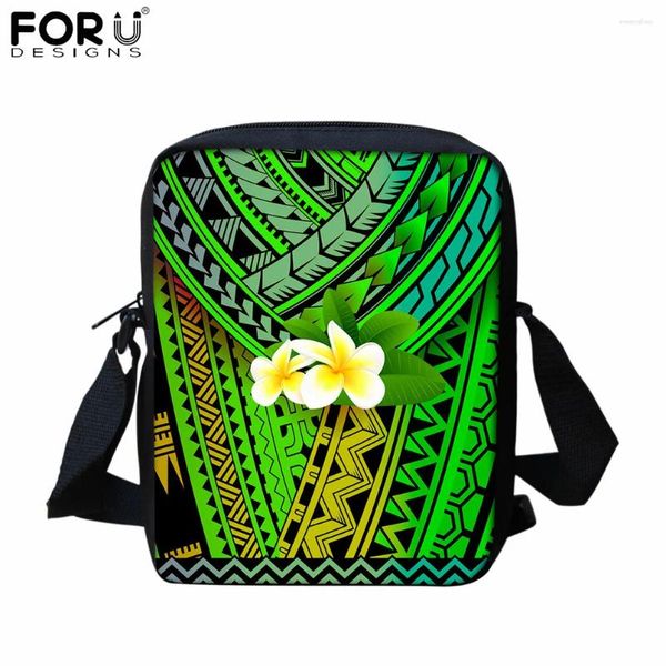 Bolsos de hombro forudesigns gradiente polinesia plumeria estampado de mensajero pequeño para mujeres bolsos de bolsas adolescentes mini