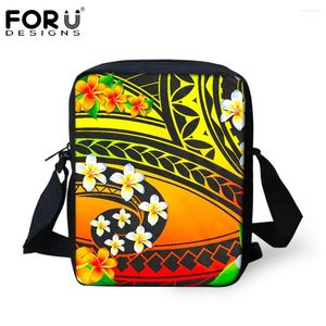 Bolsos de hombro forudesigns Messenger polinesia hawaian plumeria estampado mujer pequeño bolso de bolso cruzado damas lienzo