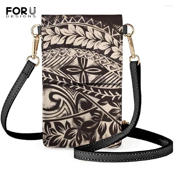 Sacs à bandoulières forudesignens femmes pu cuir crossbody restro hawaiian imprimement floral fashion dames mini sac de téléphone mobile fille fille couverture de passeport