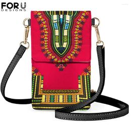 Sacs à bandouliers forudesignens femmes Smart Small Small Portefeuille Africain Tribal Phone Mobile Phone Soft Crossbody Smartphone Pouche