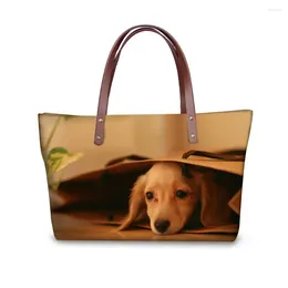 Bolsos de hombro graciosos en 3D dachshund patrón de perro bolso para mujeres damas