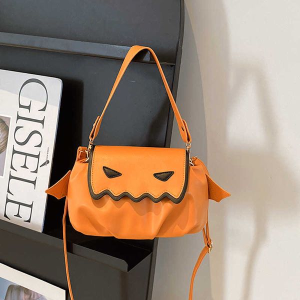 Bolsos de Hombro Divertido Bollo de Calabaza Bolsa de Halloween Diseño versátil y Popular Moda de Mano Lindo Personalizado Creativo Mujer