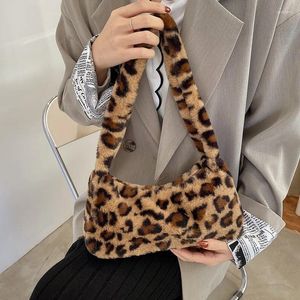 Sacs à bandouliers aisselle imprimée léopard à fourrure pour femmes sacs à main