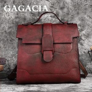 Bolsos de hombro GAGACIA Bolso de mujer Estilo simple y sólido Bolsillo para teléfono Cuero de vaca Mensajero Versátil Bolsa Cosmética Vintage Lether