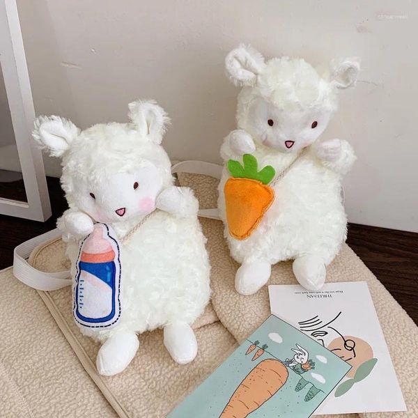 Sacs à bandoulières Girl Cartoon Doll Small Bag Femme 2024 mignon Messager en peluche coréen étudiant agneau