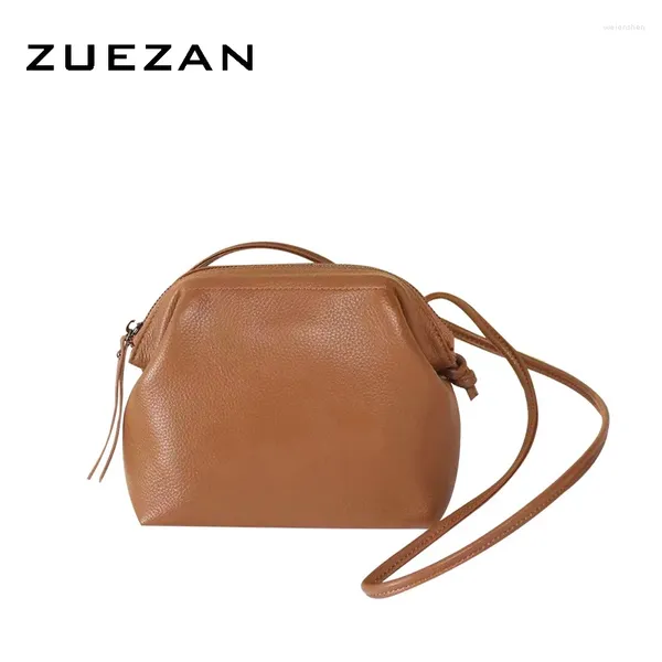 Bolsos de hombro Bolsa de cáscara de chica Bolso de cuero natural Mujeres de cuero de vaca genuina Femenina Crossbody T079