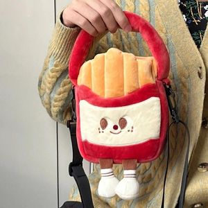 Schoudertassen Meisjes Creatieve Messenger Bag Verstelbare riem Hamburger Crossbody Cartoon Pluche Voor winkelen Uitje Hobo