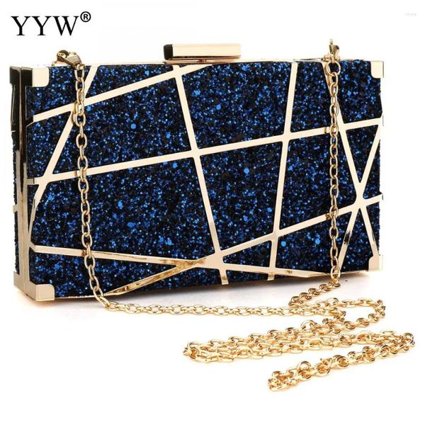 Bolsos de hombro de acrílico dorado con entramado de lentejuelas, bolso con cadena de diseño para mujer, bolsos de noche de PVC, bolsos pequeños para fiesta, monedero, caja de boda, Bolsa femenina