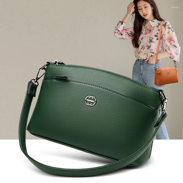 Bolsos de hombro Green Small Fnap para mujeres 2024 bolsos de diseñador y bolsos Femenino de alta calidad Soft PU Crossbody Bolsos