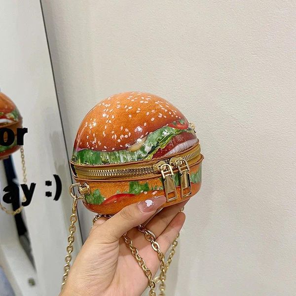 Bolsos de hombro hamburguesa Mini para mujer 2024 tendencia Hip Hop divertido bolso redondo mujer moda fiesta dibujos animados lindo pequeño bandolera