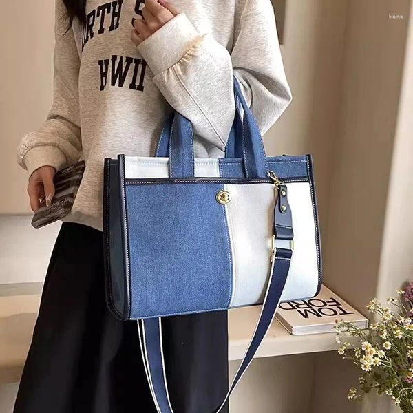 Sacs à bandoulière sac à main femme de luxe de luxe denim bleu sac mallette Messenger grande capacité travail étude fourre-tout