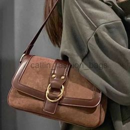 Bolsos de Hombro Bolsos Bolso de Hombro de Gamuza Retro para Mujer Estilo Maillard Bolsos para axilas para Mujer Bolso Bandolera Simple para Mujer Bolsos de Monederocatlin_fashion_bags