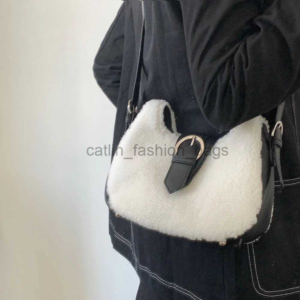 Sacs à bandoulière Sacs à main en peau de mouton Air Contrast Bucket Bag Femmes Hiver Fasion Soul Bag Grande Capacité Sael Designer Sac à main Sling Bagcatlin_fashion_bags