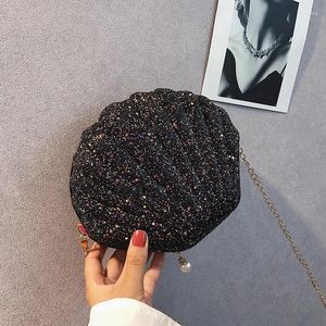 Schoudertassen handtassen shell tas ketting schattige pailletten kleine telefoon geld zakje ritssluiting crossbody voor vrouwen 2024 bolsa feminina