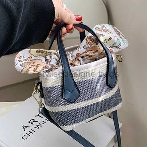 Schoudertassen Handtassen gestreept stro dames en tas kleine bucket bag rieten dames crossbody tas zomer strand mini handtassen stijlvoldesignerbags