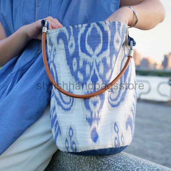 Sacs à bandoulière Sacs à main Vintage Designer Soulder Traditionnel Fabriqué Bleu Batik Sac Seau Luxe 2023 dans Sac Marque Fourre-tout Softstylishhandbagsstore