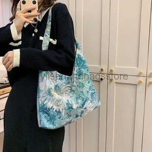 Sacs à bandoulière Sacs à main Sac à bandoulière pour femme peinture impression florale toile décontractée sac à main de grande capacité sacs de shopping de mode pour femmestylishhandbagsstore