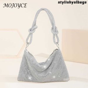 Bolsos de hombro Manija de diamantes de imitación Bolso de embrague de noche Plata brillante Cena Fiesta Monederos de boda Bolso Diseñador de lujo Bolso de hombro para axilas Caliente 011123H