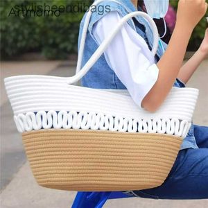 Sacs à bandoulière Fait à la main Corde Panier Épaule Minimaliste Coton Corde Sac Coton Corde Organisateur Naturel Rangement Boho Home Decorstylisheendibags