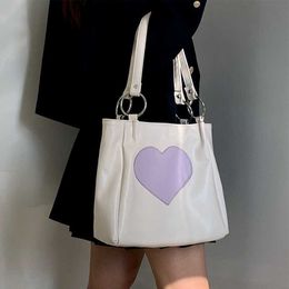 Schoudertassen Harajuku Kawaii vrouwen Japans schattig hart lolita Tote dames handtassen 2023 grote shopper met rits 230309
