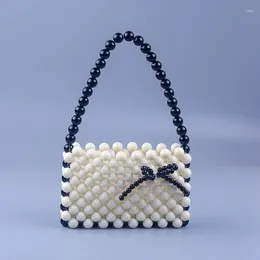Sacs à bandoulière de haute qualité en acrylique perlé, sac à main mode noir blanc contraste couleur, Design de luxe carré de soirée pour femmes