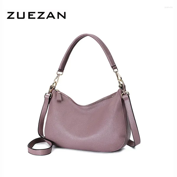 Bolsos de hombro Bolso Hobo Mensajero de cuero femenino Piel de vaca real Cuerpo cruzado genuino para mujer A632