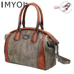 Sacs à bandouliers Imyok Vintage Leather Totes Femmes Luxury Hand Dames Designer Handsbag de grande capacité Bag Femme Feminina 2024