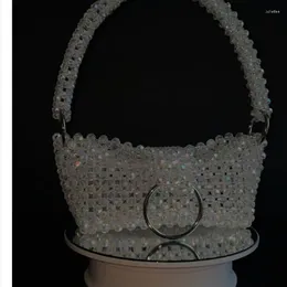 Sacs à bandoulière Ins haute qualité Transparent brillant perlé tissé sac pour femme personnalisé mode bricolage sacs à main en cristal à la main pour les femmes