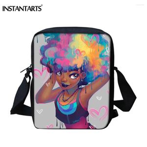 Schoudertassen INSTANTARTS Lady Mini Handtassen Mooi Afrikaans meisje Print Hoge kwaliteit Crossbody Mode Kinderen Messenger Bag