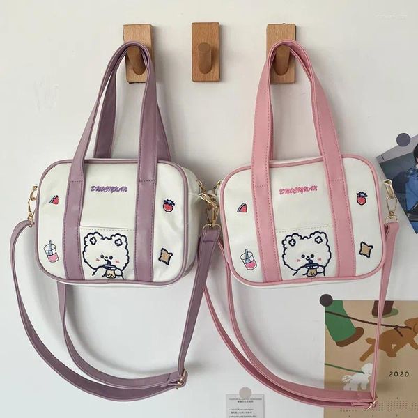 Bolsas de hombro Japonés Oso de dibujos animados Leche Té Chica Messenger Bag PU Cuero Estudiante Portátil Escuela JK Monedero