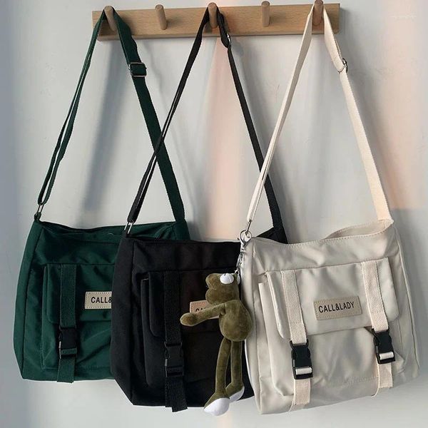 Bolsas de hombro Bolsa de mensajero simple japonesa Estudiante Coreano Nylon Lona impermeable 2024 para mujeres Satchels