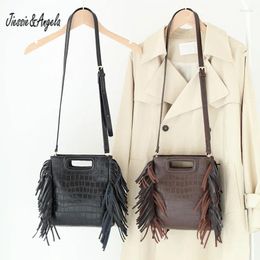 Sacs à bandouliers JiessieAngela Couchette à franges rétro Retro pour femmes Crocodile Messenger Sac tendance en cuir