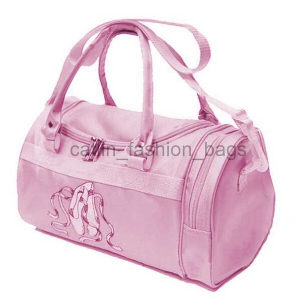 Bolsos de hombro Bolso de baile para niños para niñas Bolso de bailarina Bolsa de lona de encaje rosa para clase Bolso cruzado con nombre bordado y bolso Soulder Bagscatlin_fashion_bags