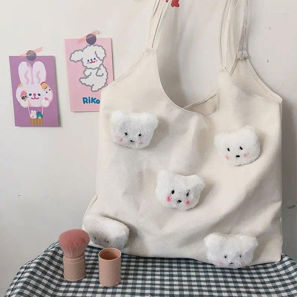 Sacs à bandouliers Korea Ulzzang Kawaii Bear Cartoon Dolls Sac grande capacité Harajuku Femme Femme Femme décontractée