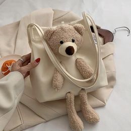 Sacs à bandouliers Corée Ulzzang Vintage Women Bag Pu Bear Messenger Messenger Chic Handbag Ins Grand Capacité Mignon Single