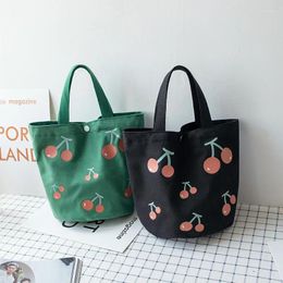 Schoudertassen Koreaanse canvas tas Damesemmer Leuke draagbare lunchbox met hoge capaciteit Kawaii Japanse kersendoek Dameshandtassen