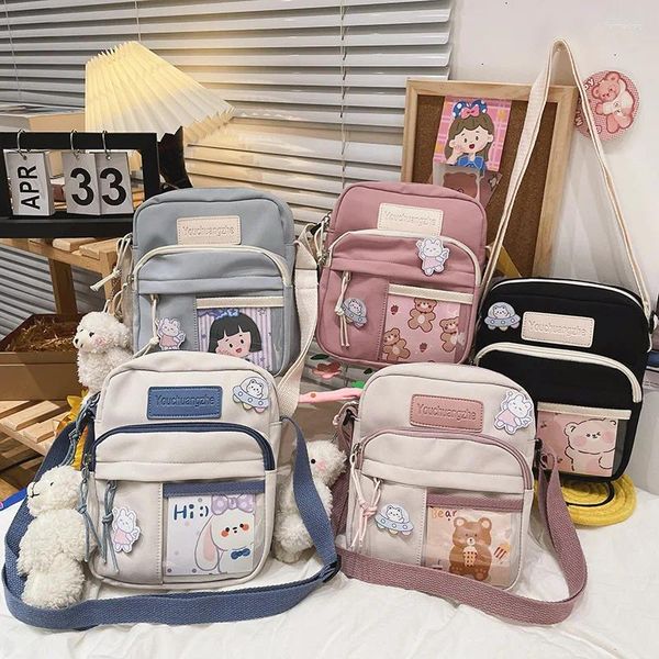 Bolsos de hombro coreanos informales de nailon, pequeño bolso cuadrado, mensajero multifuncional, moda para teléfono móvil, Bolsas para estudiantes Harajuku