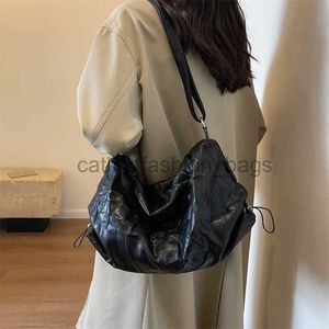 Schoudertassen Koreaanse ontwerper fasie zwart zilver geplooid geborsteld ontwerp grote capaciteit soul pack leercrossbody bagcatlin_fashion_bags