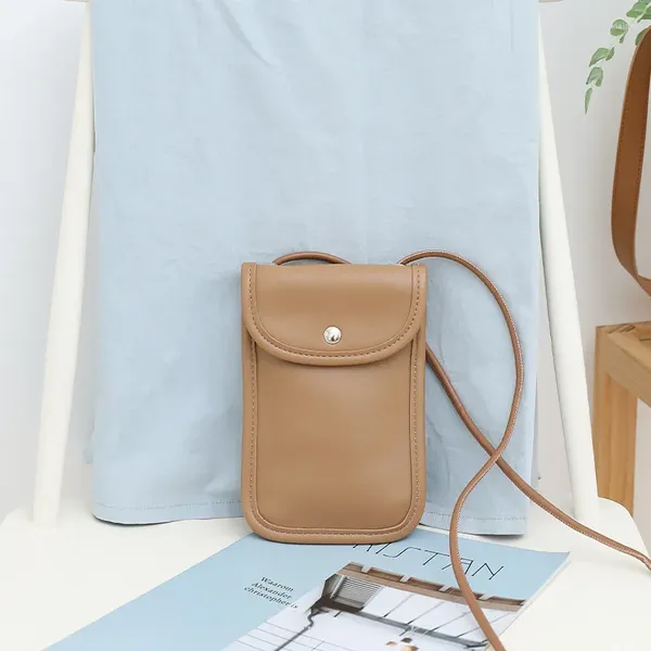 Bolsos de hombro moda coreana Mini lindo teléfono con solapa para mujer pequeño bolso cruzado Simple Color sólido bolso de cuero PU